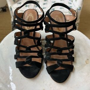 Elie Tahari Black Suede Strappy Sandals